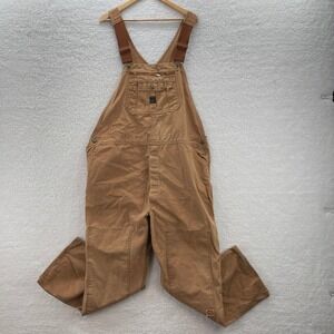 Liberty Overalls Mens 50x32 Brown Duck Canvas Bibs Made in USA Workwear Farm